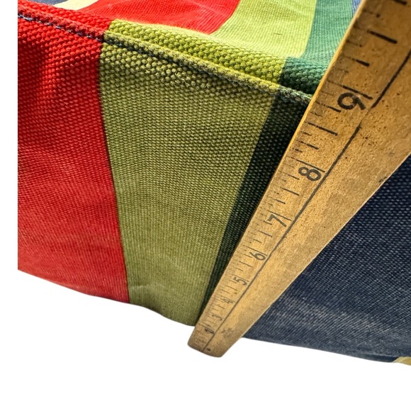 L.L. Bean Colorful Stripe Canvas Tote Bag Large Beach Travel Everyday Poly Lined - Picture 9 of 12